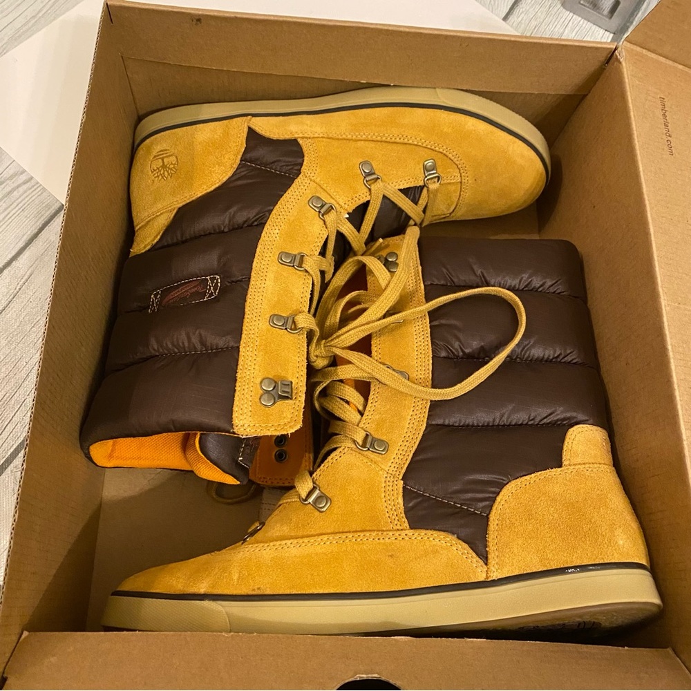 Timberland Deering Puffer Suede Winter W9.5 Lace Up Nubuck Quilted Boots NWB